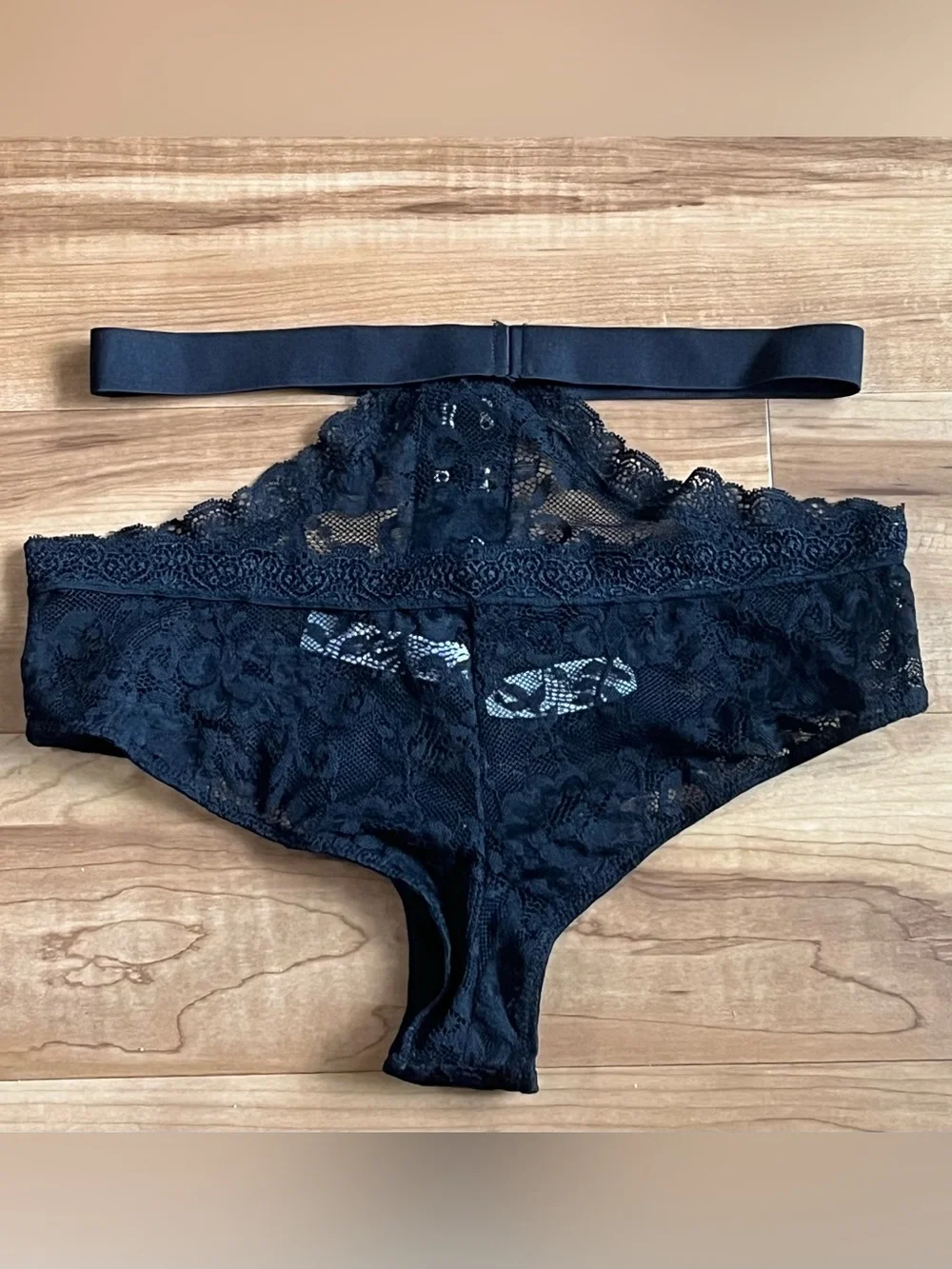 Adore Me Black Lace Cheeky Panty w/ Hook Detail NWT Y2K Lingerie - Picture 6 of 8